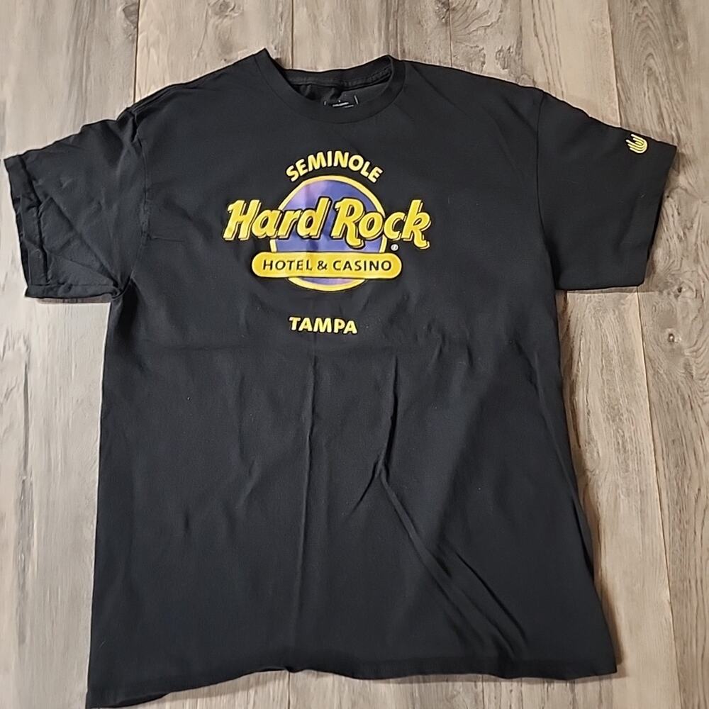 Hard Rock T Shirt L Black Mens Hotel & Casino Tampa Florida Great Condition!